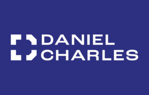 White Daniel Charles logo on blue-purple background