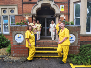 Nurses stood outside the Lincoln Inpatient Unit, wearing Yellow in support of our 'Go Yellow' campaign