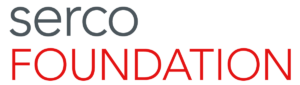 Grey and red Serco Foundation logo on white background