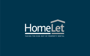 HomeLet logo in white and grey on dark blue background