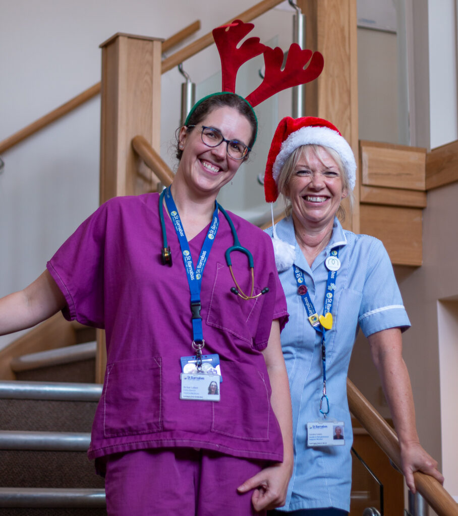 Nurses in Festive Attire Celebrating Treecycle